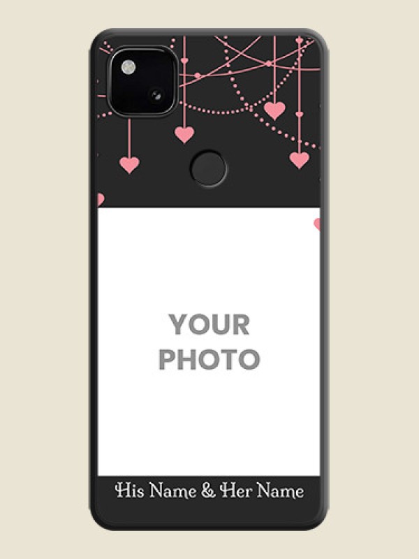 Custom Pink Love Hangings with Text on Space Black Custom Soft Matte Back Cover - Google Pixel 4A - alternate view