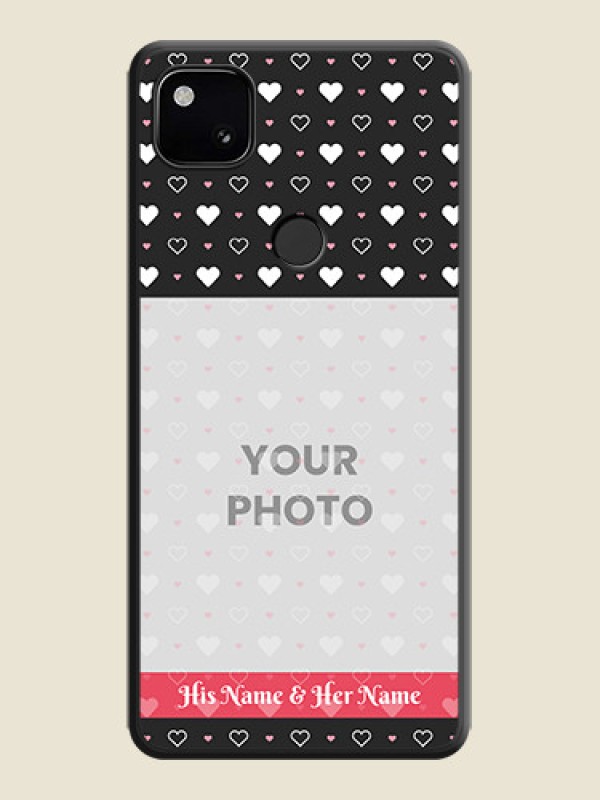 Custom White Color Love Symbols with Text Design on Photo on Space Black Soft Matte Phone Cover - Google Pixel 4A - alternate view