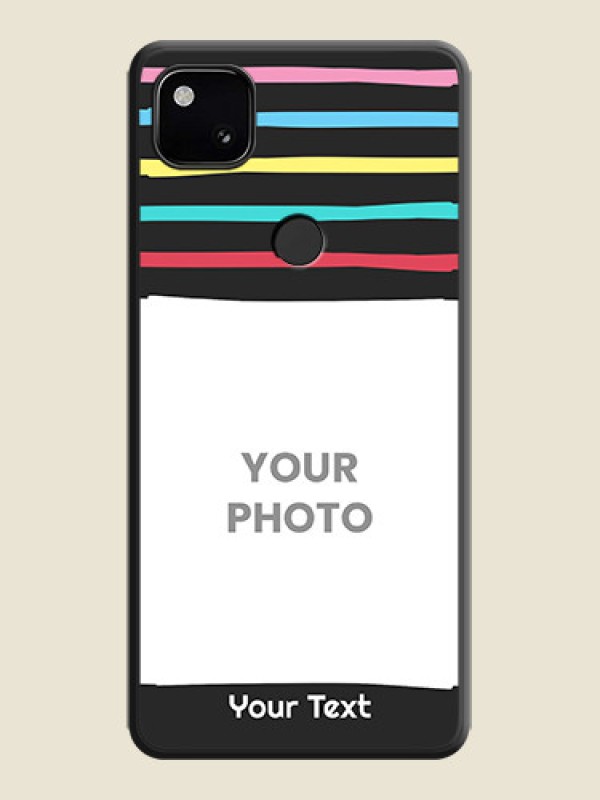 Custom Multicolor Lines with Image on Space Black Personalized Soft Matte Phone Covers - Google Pixel 4A - alternate view