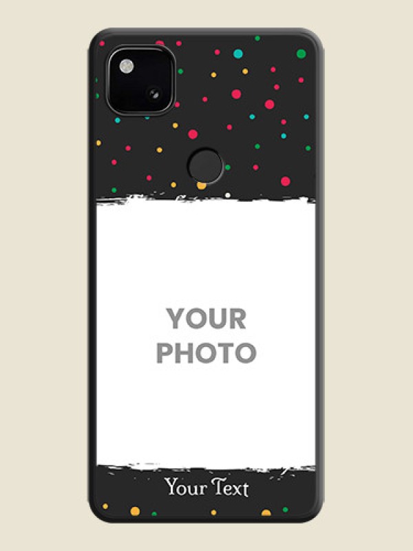 Custom Multicolor Dotted Pattern with Text on Space Black Custom Soft Matte Phone Back Cover - Google Pixel 4A - alternate view