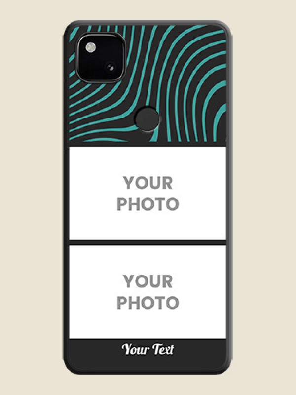 Custom Wave Pattern with 2 Image Holder on Space Black Personalized Soft Matte Phone Covers - Google Pixel 4A - alternate view