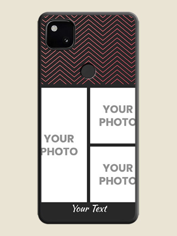 Custom Wave Pattern with 3 Image Holder on Space Black Custom Soft Matte Back Cover - Google Pixel 4A - alternate view