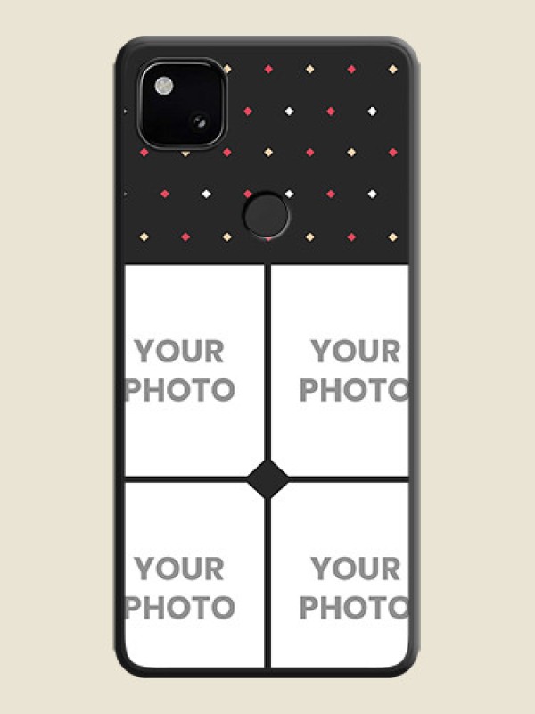 Custom Multicolor Dotted Pattern with 4 Image Holder on Space Black Custom Soft Matte Phone Cases - Google Pixel 4A - alternate view