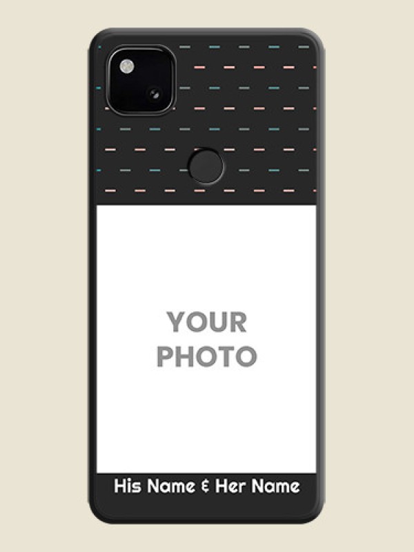 Custom Line Pattern Design with Text on Space Black Custom Soft Matte Phone Back Cover - Google Pixel 4A - alternate view