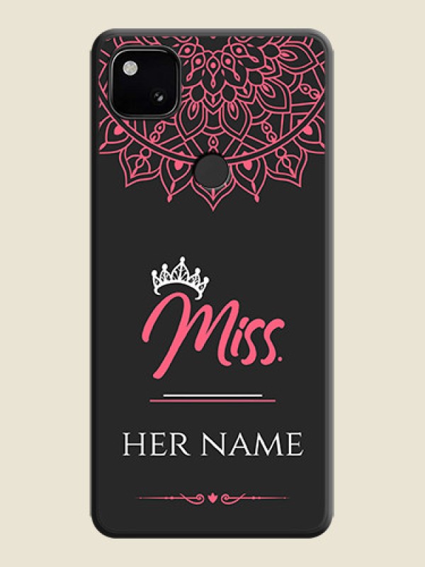 Custom Mrs Name with Floral Design on Space Black Personalized Soft Matte Phone Covers - Google Pixel 4A - alternate view