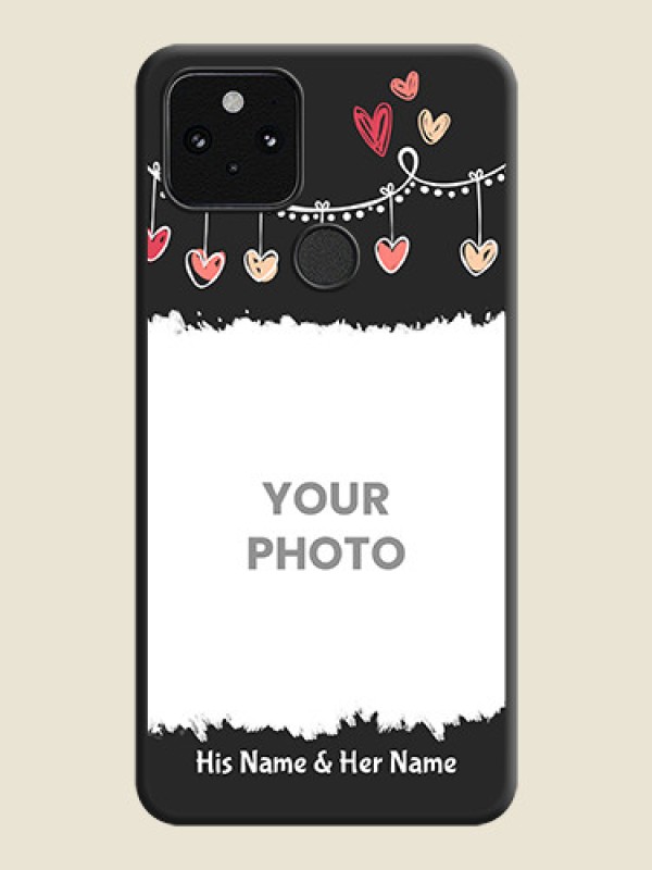 Custom Pink Love Hangings with Name On Space Black Custom Soft Matte Mobile Back Cover - Pixel 5 5G - alternate view