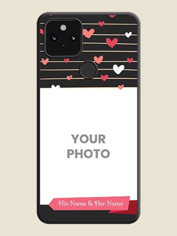 Custom Love Pattern with Name on Pink Ribbon on Photo On Space Black Custom Soft Matte Mobile Back Cover - Pixel 5 5G - alternate view