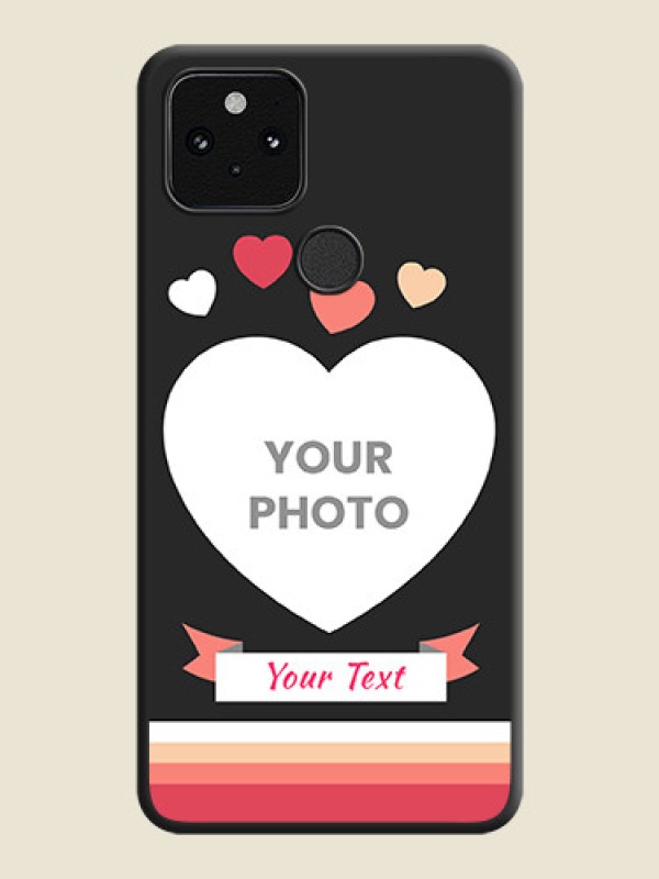 Custom Love Shaped Photo with Colorful Stripes On Space Black Custom Soft Matte Mobile Back Cover - Pixel 5 5G - alternate view