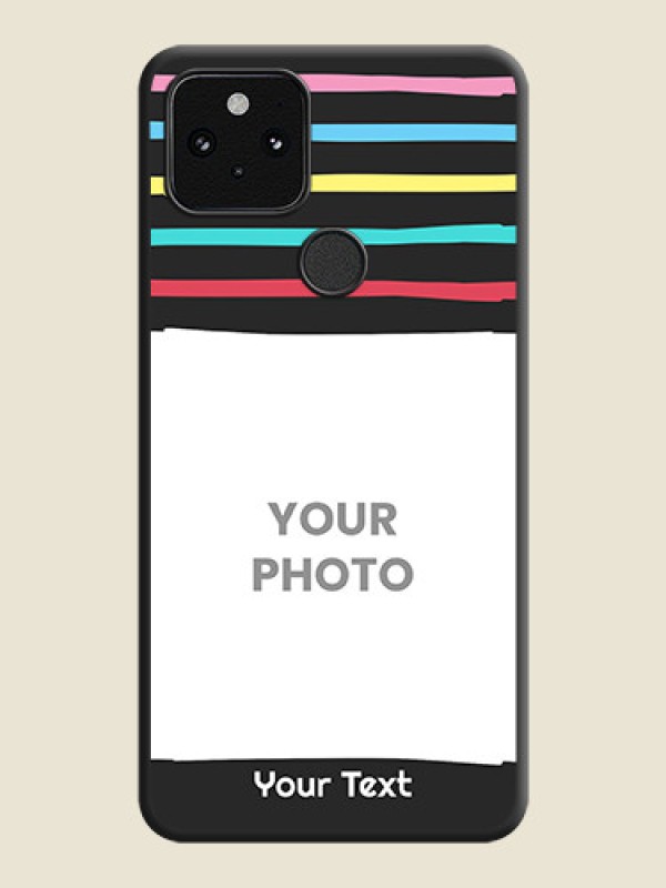 Custom Multicolor Lines with Image On Space Black Custom Soft Matte Mobile Back Cover - Pixel 5 5G - alternate view