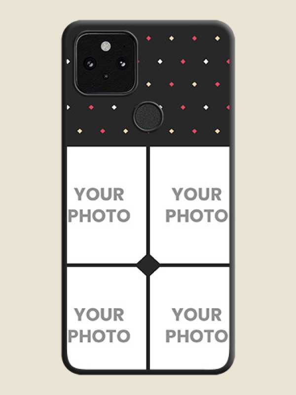 Custom Multicolor Dotted Pattern with 4 Image Holder On Space Black Custom Soft Matte Mobile Back Cover - Pixel 5 5G - alternate view