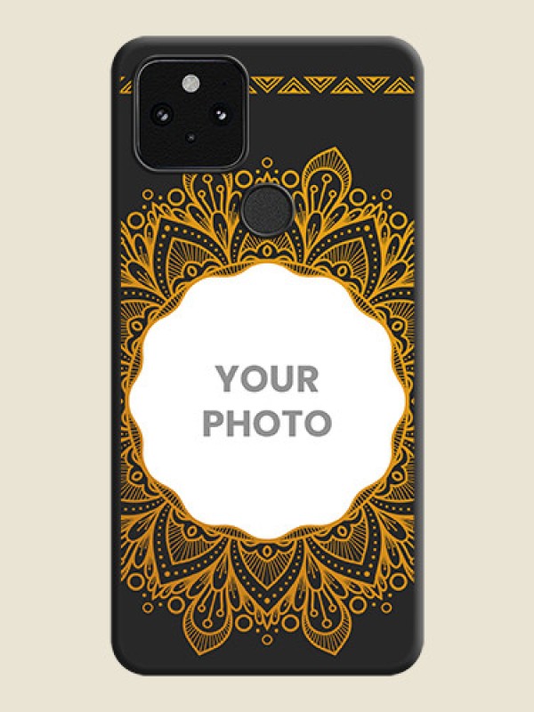 Custom Round Image with Floral Design On Space Black Custom Soft Matte Mobile Back Cover - Pixel 5 5G - alternate view