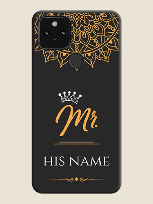 Custom Mr Name with Floral Design On Space Black Custom Soft Matte Mobile Back Cover - Pixel 5 5G - alternate view