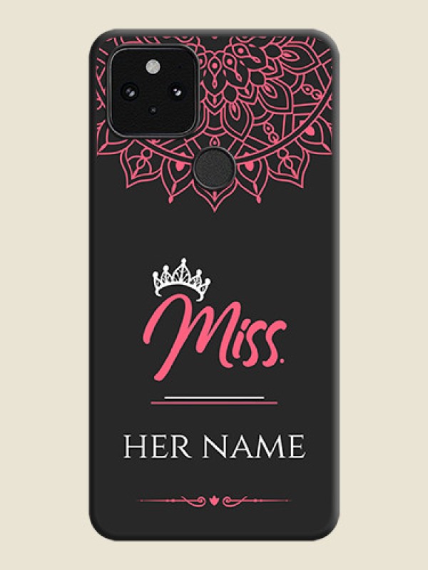 Custom Mrs Name with Floral Design On Space Black Custom Soft Matte Mobile Back Cover - Pixel 5 5G - alternate view