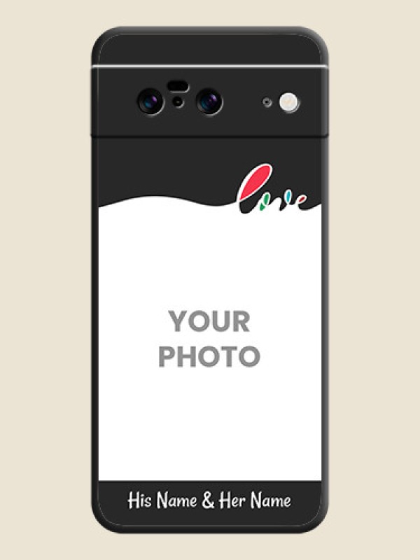 Custom Fall in Love Pattern with Picture on Photo On Space Black Custom Soft Matte Mobile Back Cover - Pixel 8 5G - alternate view