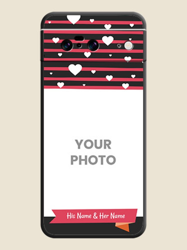 Custom White Color Love Symbols with Pink Lines Pattern On Space Black Custom Soft Matte Mobile Back Cover - Pixel 8 5G - alternate view