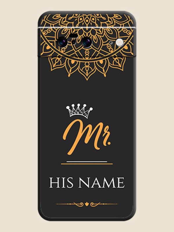 Custom Mr Name with Floral Design On Space Black Custom Soft Matte Mobile Back Cover - Pixel 8 5G - alternate view