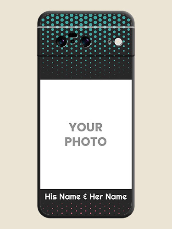 Custom Faded Dots with Grunge Photo Frame and Text On Space Black Custom Soft Matte Mobile Back Cover - Pixel 8 5G - alternate view