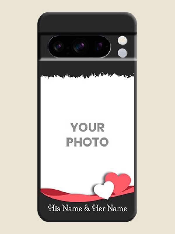 Custom Pin Color Love Shaped Ribbon Design with Text On Space Black Custom Soft Matte Mobile Back Cover - Pixel 8 Pro 5G - alternate view