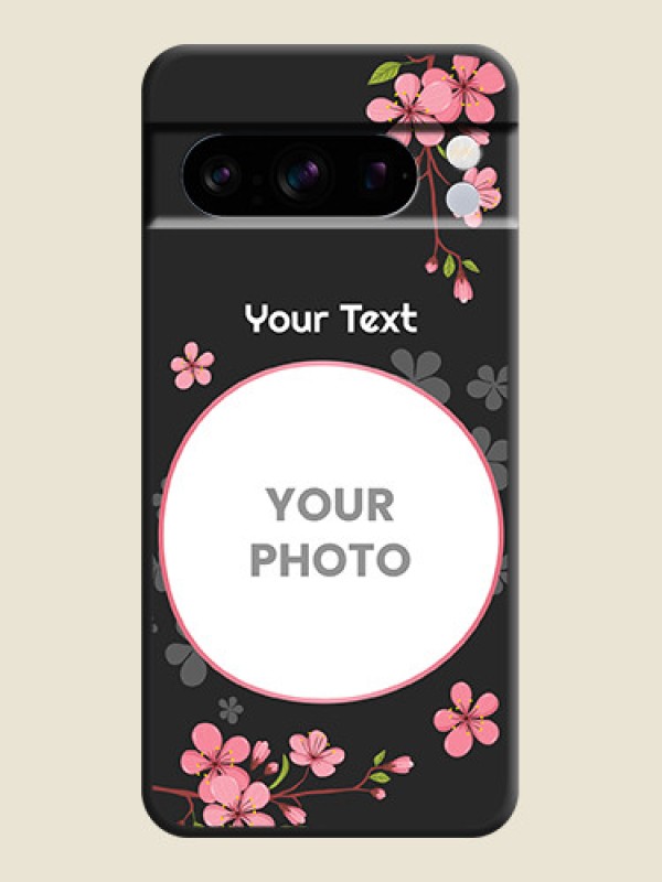 Custom Round Image with Pink Color Floral Design on Photo On Space Black Custom Soft Matte Mobile Back Cover - Pixel 8 Pro 5G - alternate view