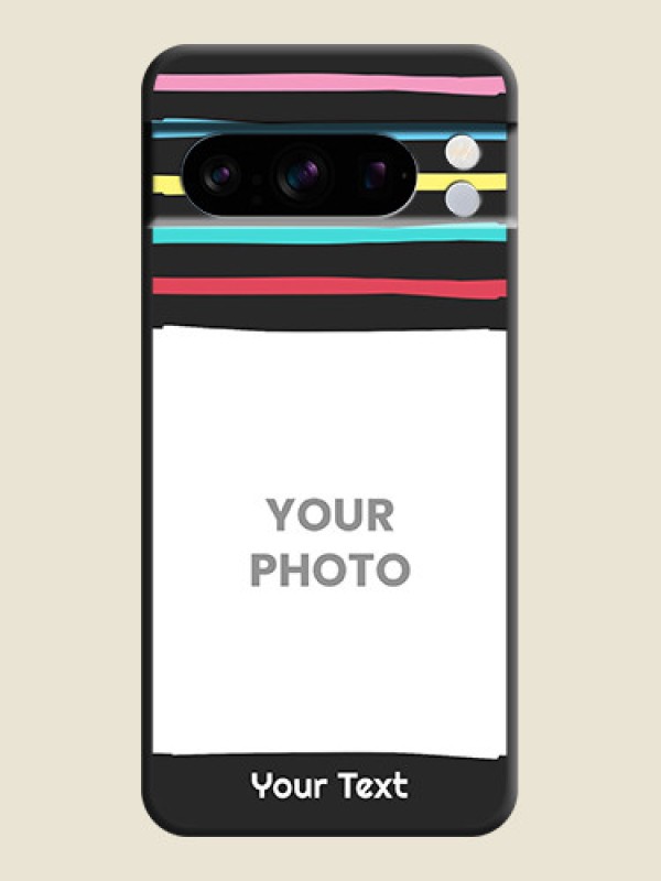 Custom Multicolor Lines with Image On Space Black Custom Soft Matte Mobile Back Cover - Pixel 8 Pro 5G - alternate view