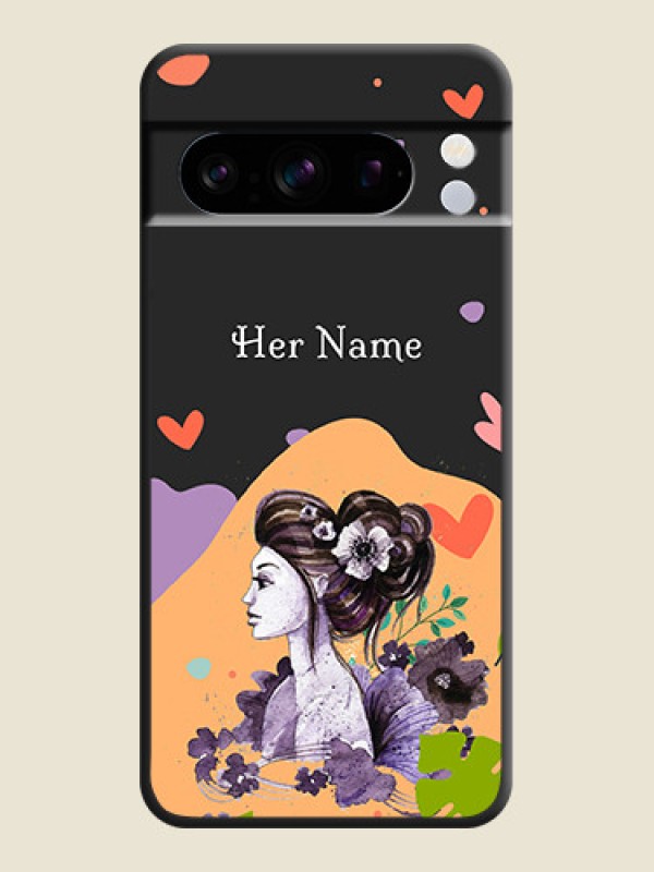 Custom Namecase For Her With Fancy Lady Image On Space Black Custom Soft Matte Mobile Back Cover - Pixel 8 Pro 5G - alternate view