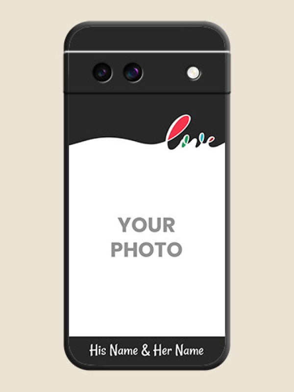 Custom Fall in Love Pattern with Picture on Photo On Space Black Custom Soft Matte Mobile Back Cover - Google Pixel 8A 5G - alternate view