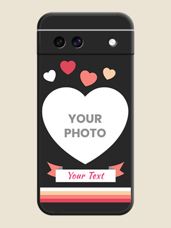 Custom Love Shaped Photo with Colorful Stripes On Space Black Custom Soft Matte Mobile Back Cover - Google Pixel 8A 5G - alternate view