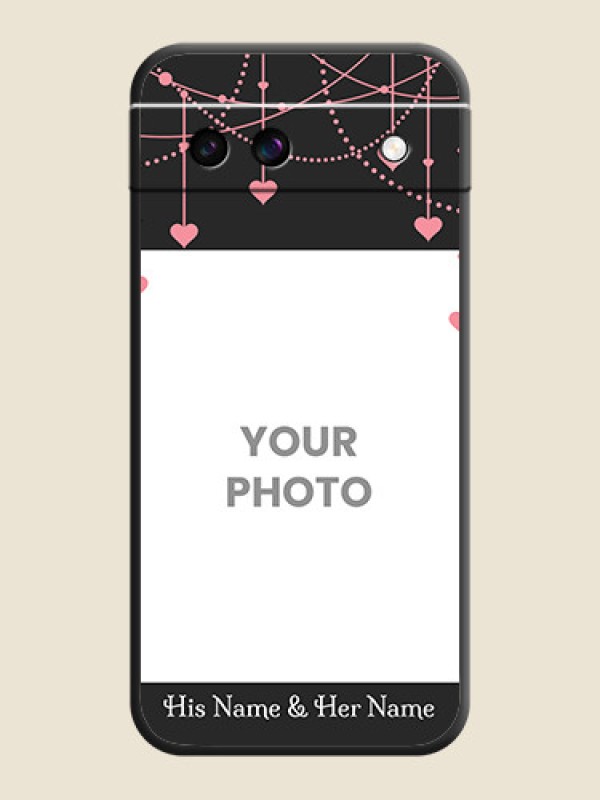 Custom Pink Love Hangings with Text On Space Black Custom Soft Matte Mobile Back Cover - Google Pixel 8A 5G - alternate view