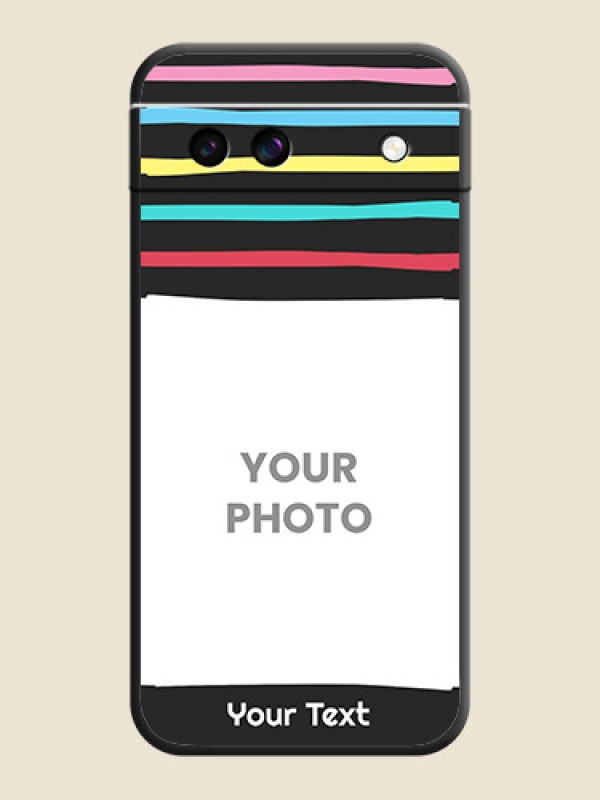 Custom Multicolor Lines with Image On Space Black Custom Soft Matte Mobile Back Cover - Google Pixel 8A 5G - alternate view