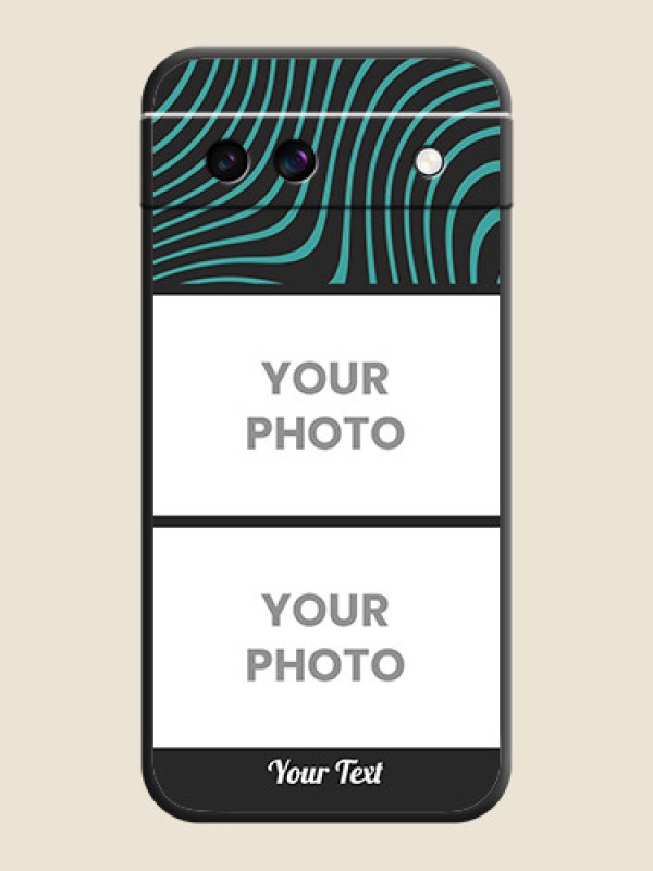 Custom Wave Pattern with 2 Image Holder On Space Black Custom Soft Matte Mobile Back Cover - Google Pixel 8A 5G - alternate view