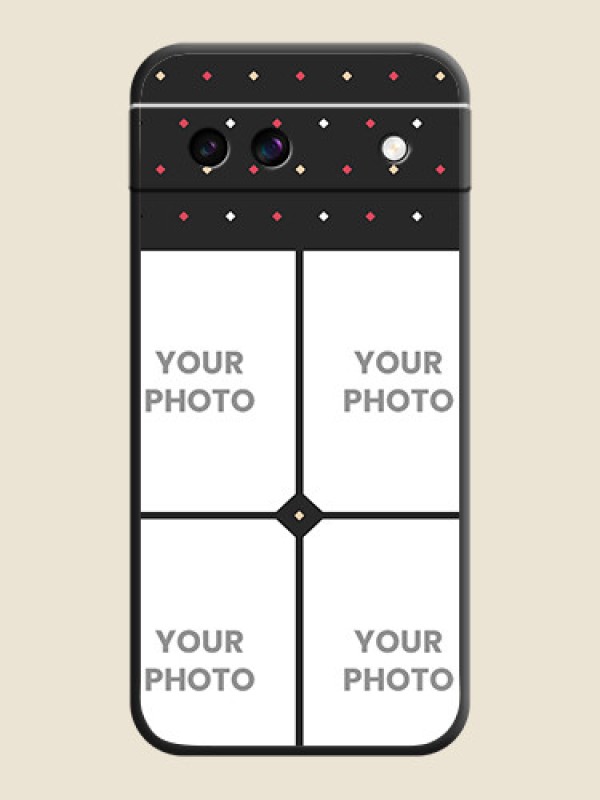 Custom Multicolor Dotted Pattern with 4 Image Holder On Space Black Custom Soft Matte Mobile Back Cover - Google Pixel 8A 5G - alternate view