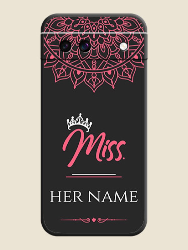 Custom Mrs Name with Floral Design On Space Black Custom Soft Matte Mobile Back Cover - Google Pixel 8A 5G - alternate view