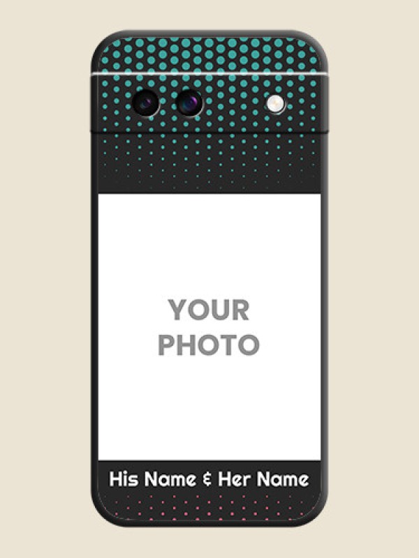 Custom Faded Dots with Grunge Photo Frame and Text On Space Black Custom Soft Matte Mobile Back Cover - Google Pixel 8A 5G - alternate view