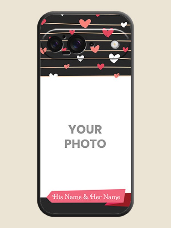 Custom Love Pattern with Name on Pink Ribbon on Photo On Space Black Custom Soft Matte Mobile Back Cover - Google Pixel 9 5G - alternate view