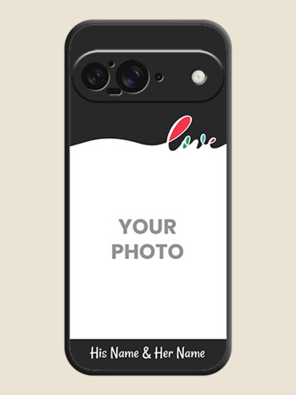 Custom Fall in Love Pattern with Picture on Photo On Space Black Custom Soft Matte Mobile Back Cover - Google Pixel 9 5G - alternate view