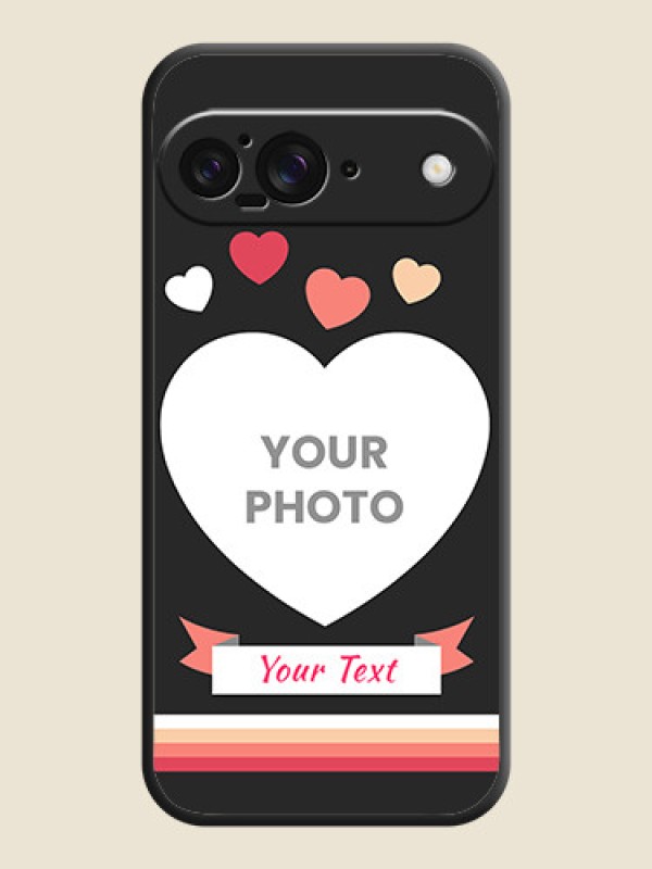 Custom Love Shaped Photo with Colorful Stripes On Space Black Custom Soft Matte Mobile Back Cover - Google Pixel 9 5G - alternate view