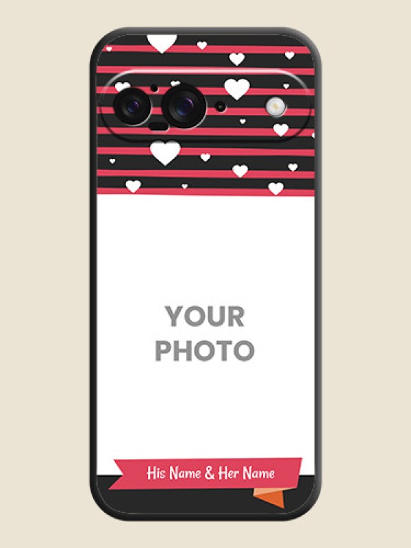 Custom White Color Love Symbols with Pink Lines Pattern On Space Black Custom Soft Matte Mobile Back Cover - Google Pixel 9 5G - alternate view