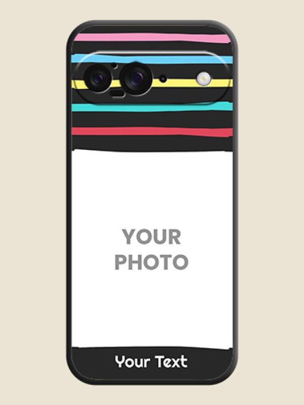 Custom Multicolor Lines with Image On Space Black Custom Soft Matte Mobile Back Cover - Google Pixel 9 5G - alternate view