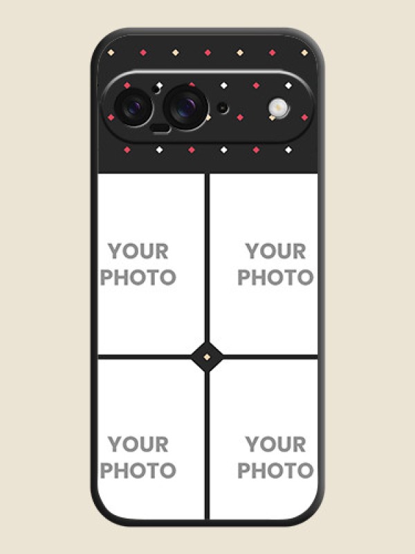 Custom Multicolor Dotted Pattern with 4 Image Holder On Space Black Custom Soft Matte Mobile Back Cover - Google Pixel 9 5G - alternate view
