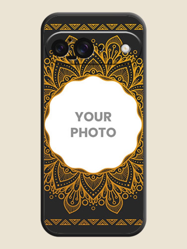 Custom Round Image with Floral Design On Space Black Custom Soft Matte Mobile Back Cover - Google Pixel 9 5G - alternate view