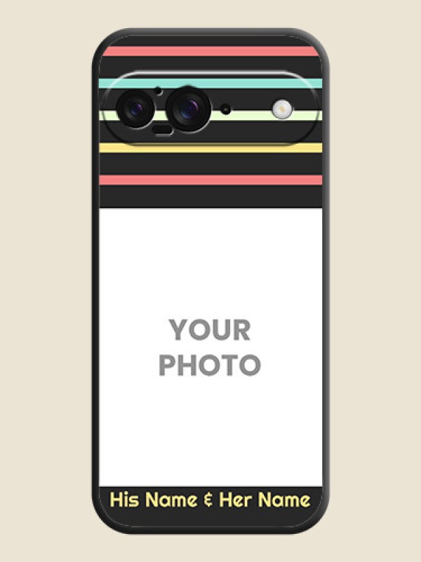 Custom Color Stripes with Photo and Text on Photo On Space Black Custom Soft Matte Mobile Back Cover - Google Pixel 9 5G - alternate view