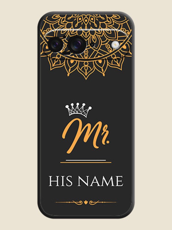 Custom Mr Name with Floral Design On Space Black Custom Soft Matte Mobile Back Cover - Google Pixel 9 5G - alternate view