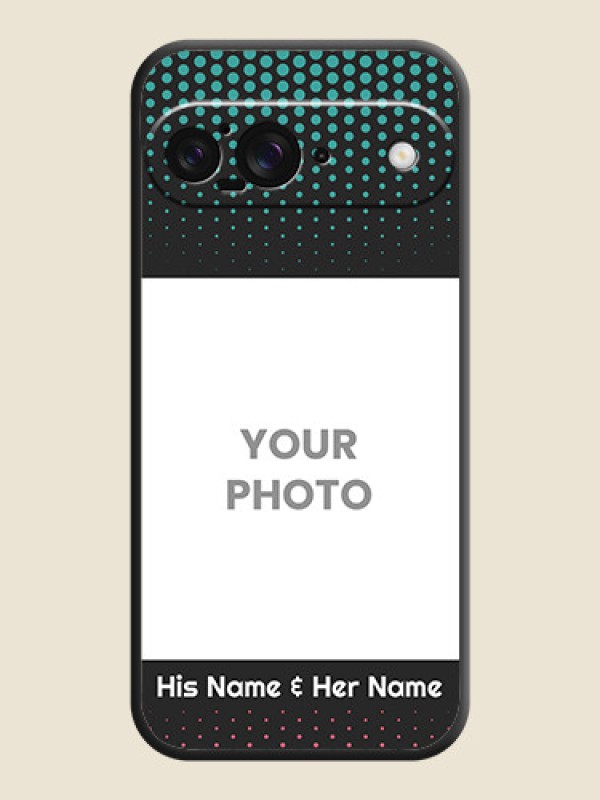 Custom Faded Dots with Grunge Photo Frame and Text On Space Black Custom Soft Matte Mobile Back Cover - Google Pixel 9 5G - alternate view