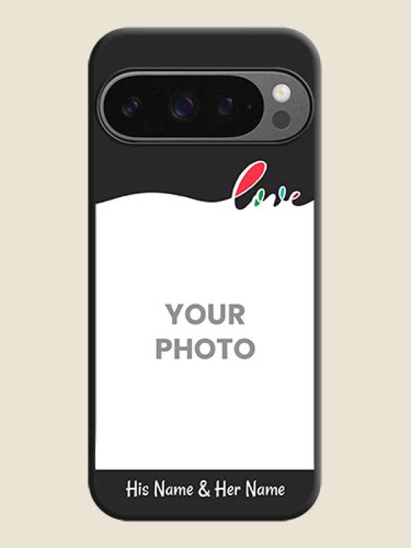Custom Fall in Love Pattern with Picture on Photo On Space Black Custom Soft Matte Mobile Back Cover - Google Pixel 9 Pro 5G - alternate view
