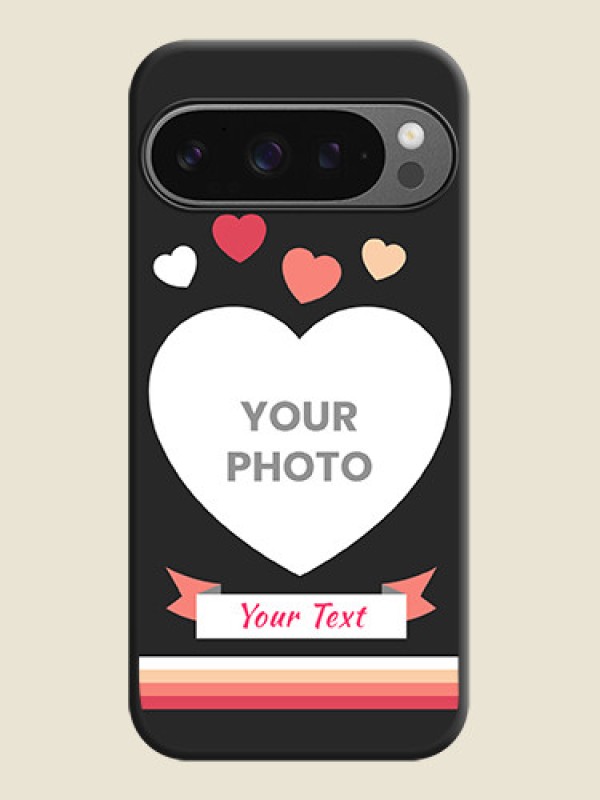 Custom Love Shaped Photo with Colorful Stripes On Space Black Custom Soft Matte Mobile Back Cover - Google Pixel 9 Pro 5G - alternate view