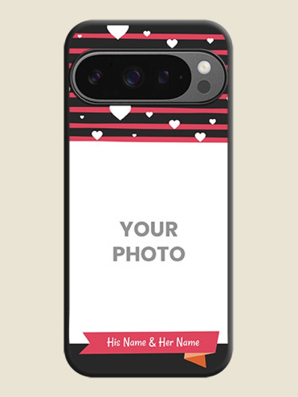 Custom White Color Love Symbols with Pink Lines Pattern On Space Black Custom Soft Matte Mobile Back Cover - Google Pixel 9 Pro 5G - alternate view