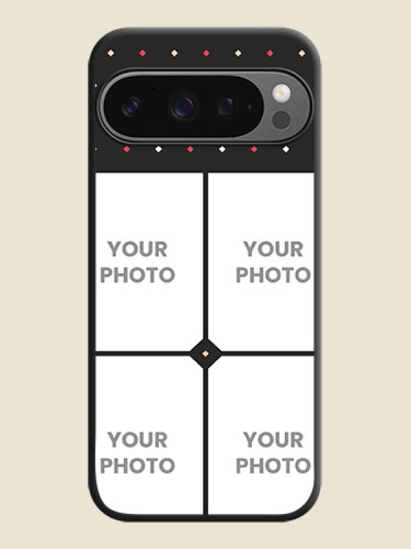 Custom Multicolor Dotted Pattern with 4 Image Holder On Space Black Custom Soft Matte Mobile Back Cover - Google Pixel 9 Pro 5G - alternate view