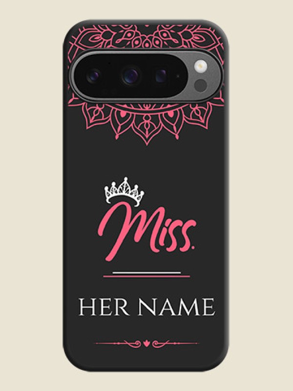 Custom Mrs Name with Floral Design On Space Black Custom Soft Matte Mobile Back Cover - Google Pixel 9 Pro 5G - alternate view