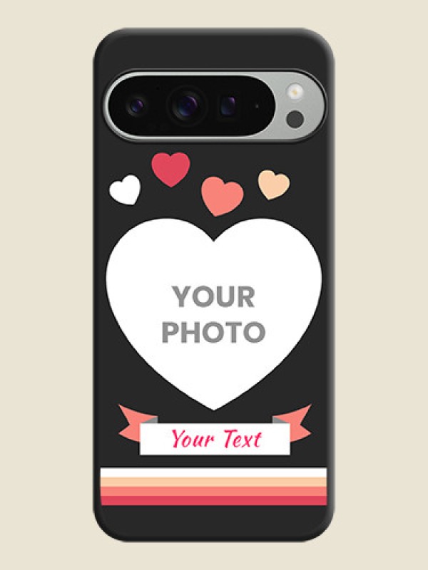 Custom Love Shaped Photo with Colorful Stripes On Space Black Custom Soft Matte Mobile Back Cover - Pixel 9 Pro Xl - alternate view