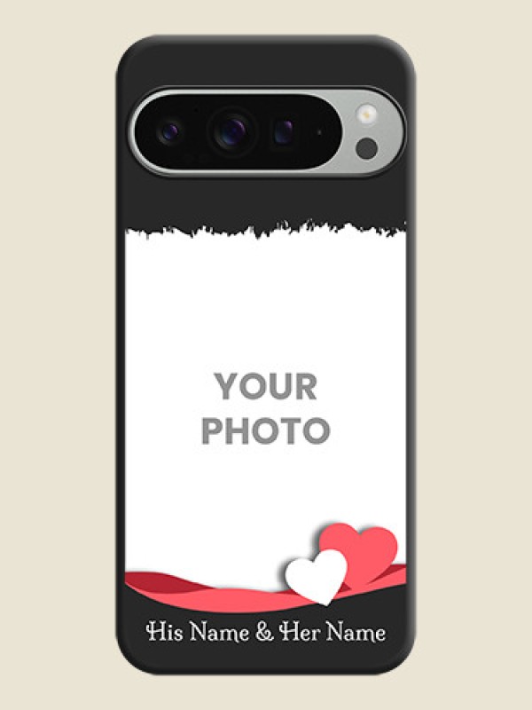 Custom Pin Color Love Shaped Ribbon Design with Text On Space Black Custom Soft Matte Mobile Back Cover - Pixel 9 Pro Xl - alternate view